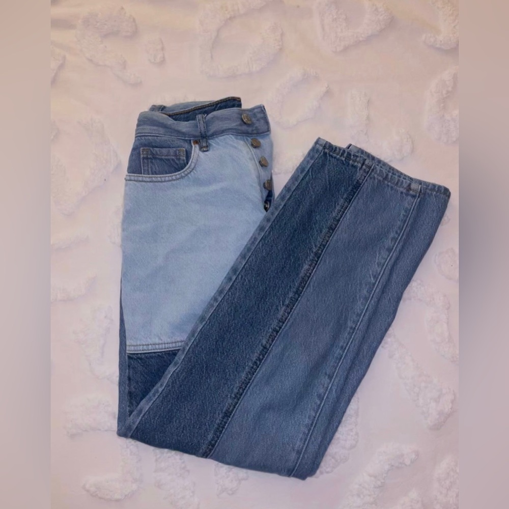 Pacsun Eco Two-Tone Blue High Waisted Straight Leg Jeans